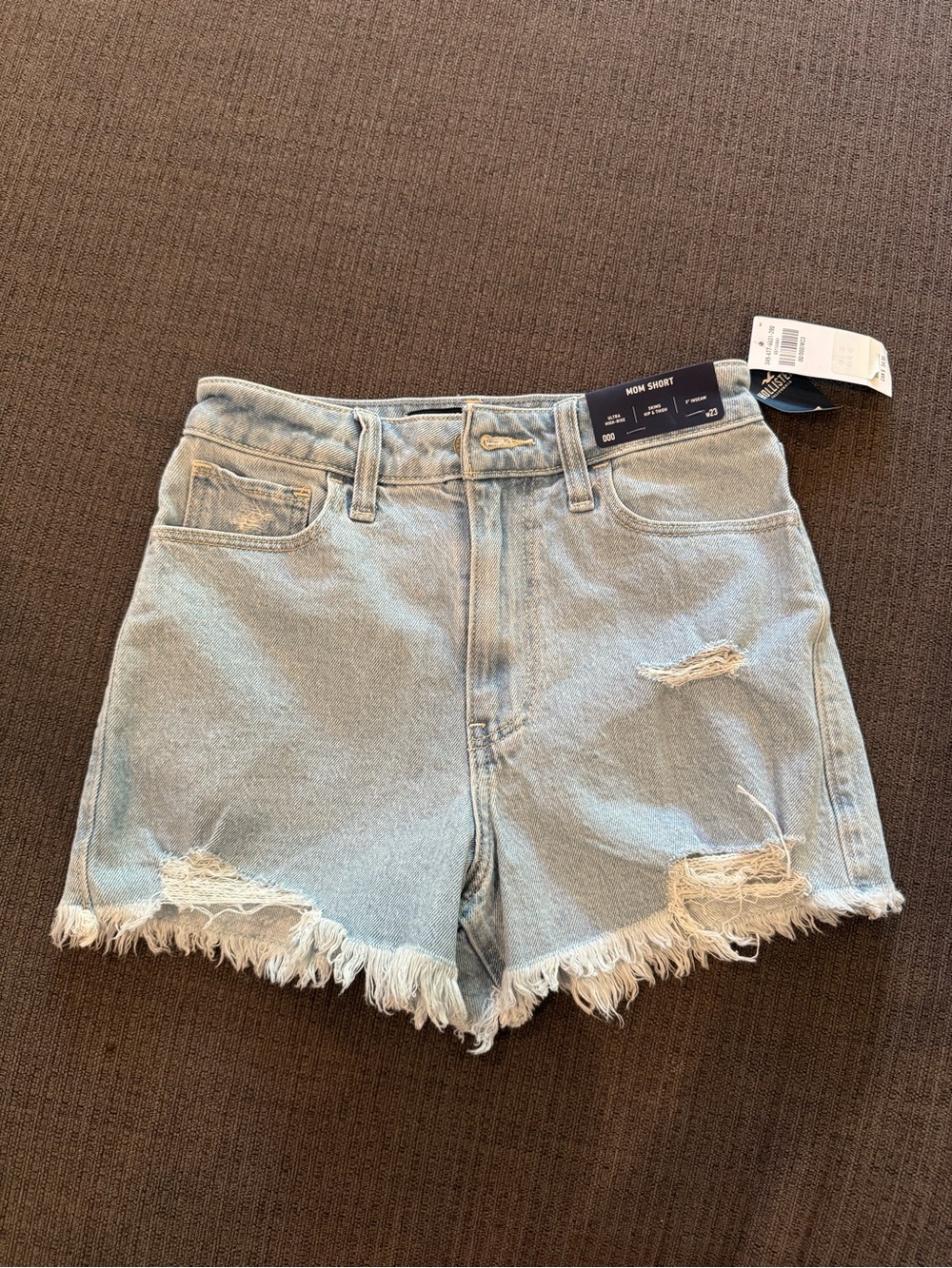 Hollister Light Blue Distressed High-Rise Jean Shorts